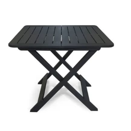 Mesa Quadrada Dobravel De Plastico Imitação da Madeira Preto Estilo Rustico