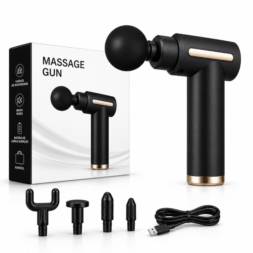 Massageador Pistol Elétrico Alta Frequência Profissional Muscular Relaxamento Portátil