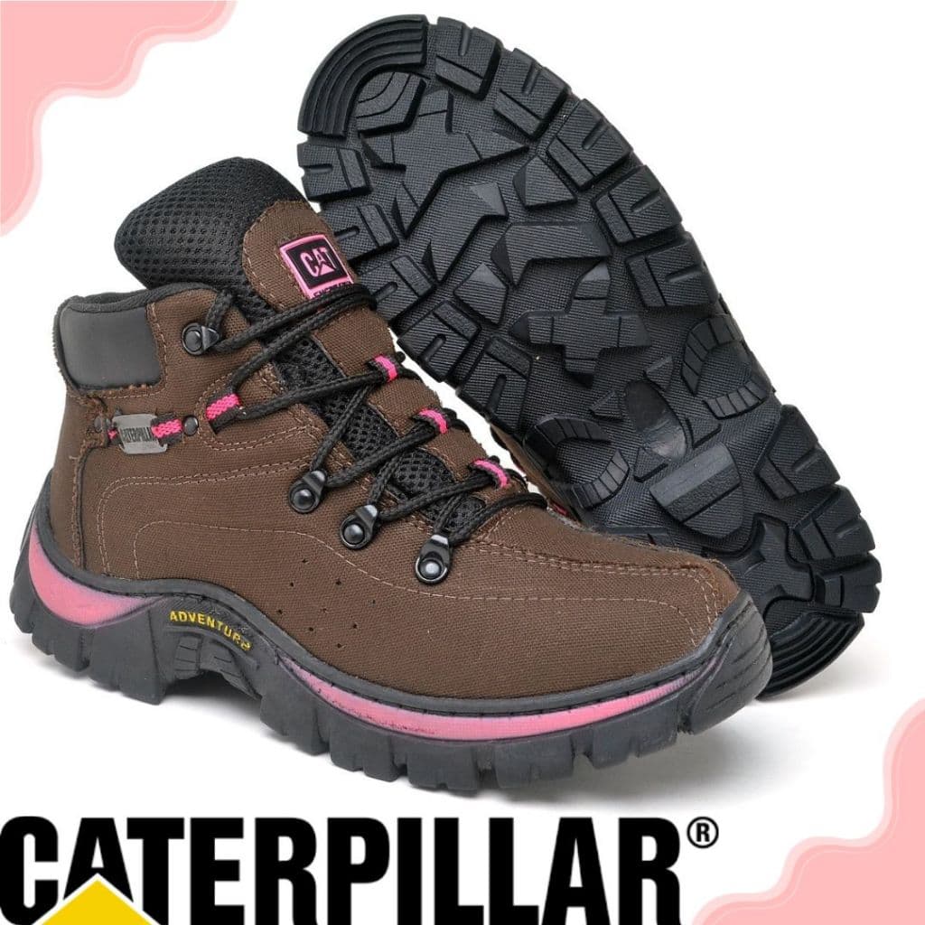 Coturno Caterpillar Feminino Bota Adventure  Trilha Lona Reforçada