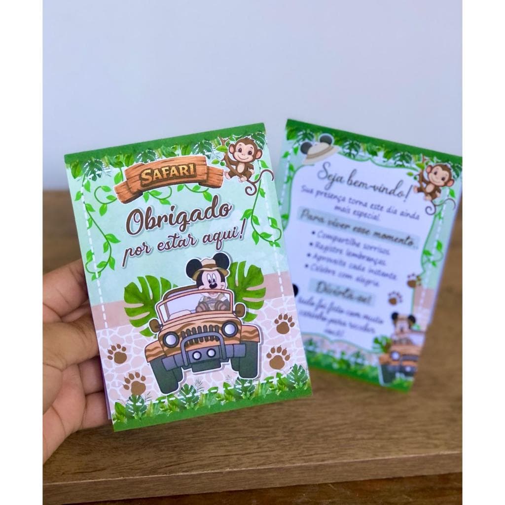 Plaquinha de Mesa Mickey Safari | Centro de mesa Mickey safari | Pronta Entrega | Decoração de Festa I Agradecimento