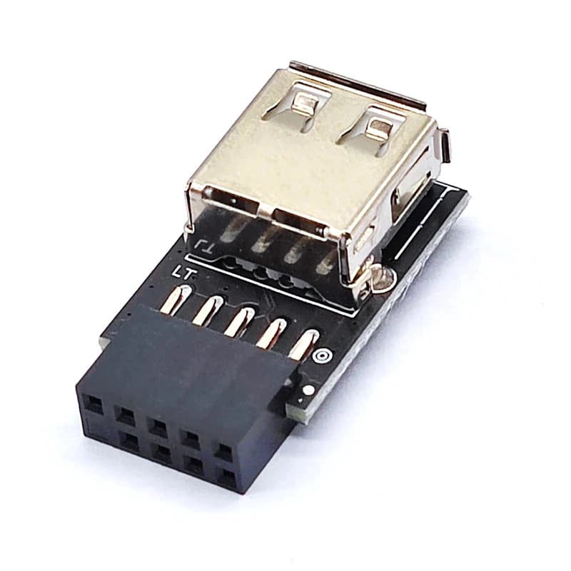 Adaptor USB 2.0 interno de 9 pinos para USB A fêmea (adaptador p/ placa-mãe) segurança & estética