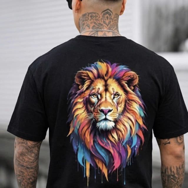 camiseta masculina  do leão 100% algodão imagem em DTF colorida