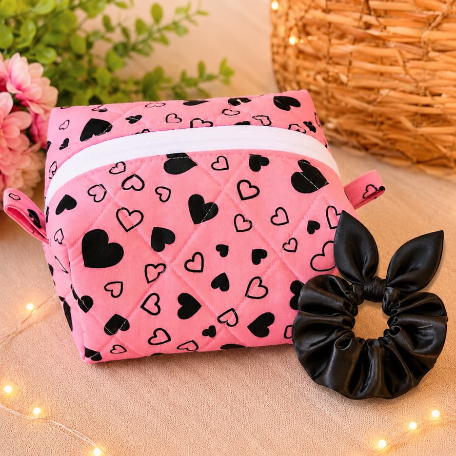 Kit Mini Necessaire + Xuxinha de Cetim Necessaire Acolchoada Porta Maquiagem e Itens Pessoais