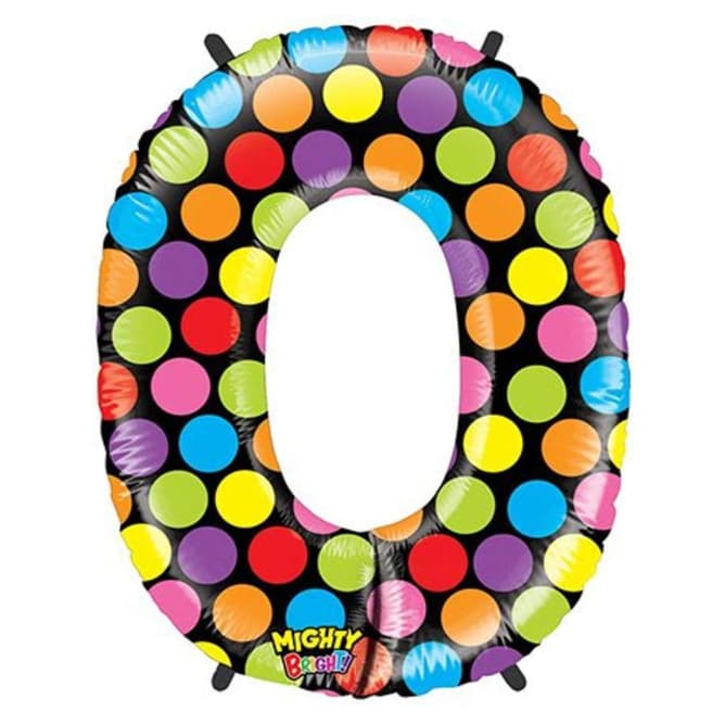 Balão Metalizado Números 100CM  Colorido com Estampa de Bolinhas para Festas