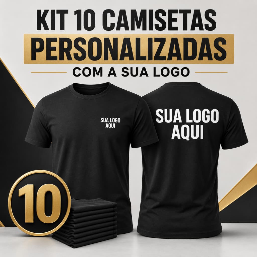 KIT COM 10 CAMISETAS PERSONALIZADAS – UNIFORME PROFISSIONAL COM SUA LOGO