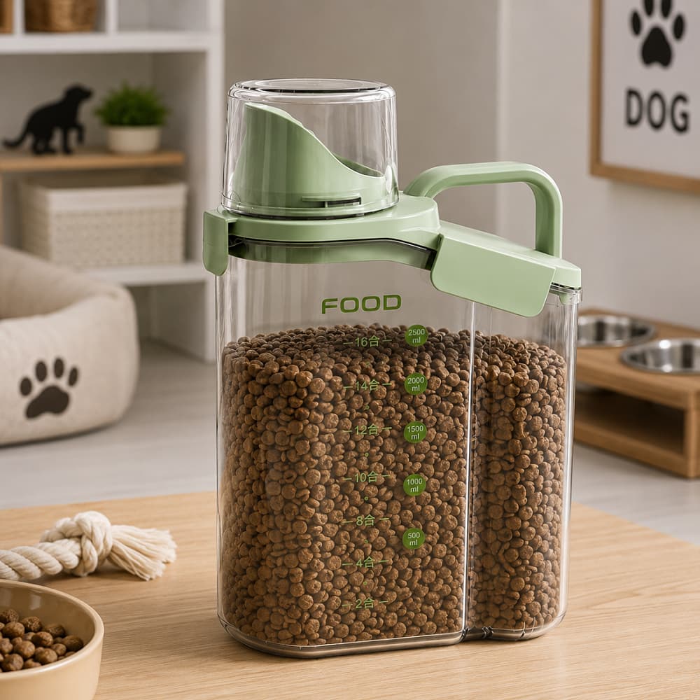 Porta Ração e Petisco Pote Tampa Com Dosador Dispenser Armazenador Pet Cachorro Gato Pássaros