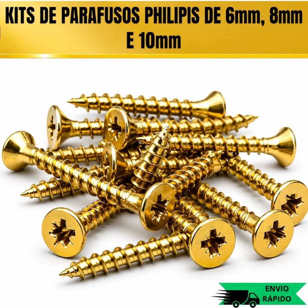 Parafusos Philips Kits 6mm 8mm 10mm Fixação Rápida Para Concreto, Tijolo E Parede