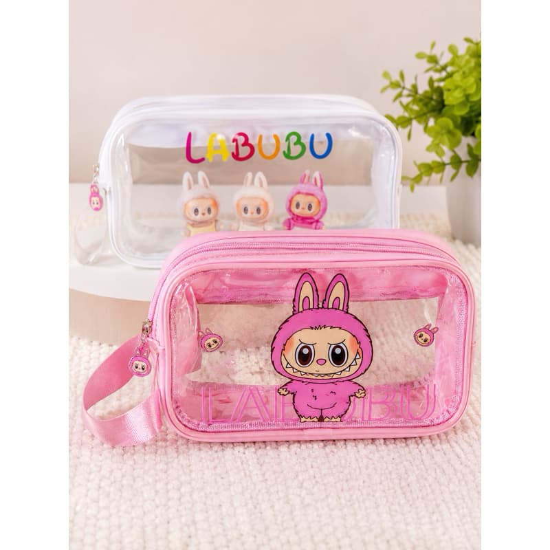 Necessaire Transparente Labubu Feminina Porta Maquiagem e Acessórios com Zíper 💖