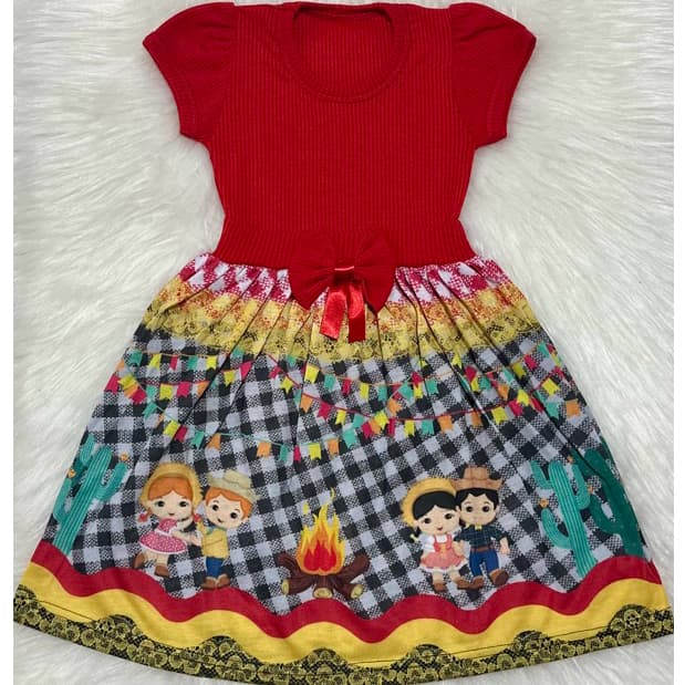 Vestido Temático Festa Caipira Infantil de Menina