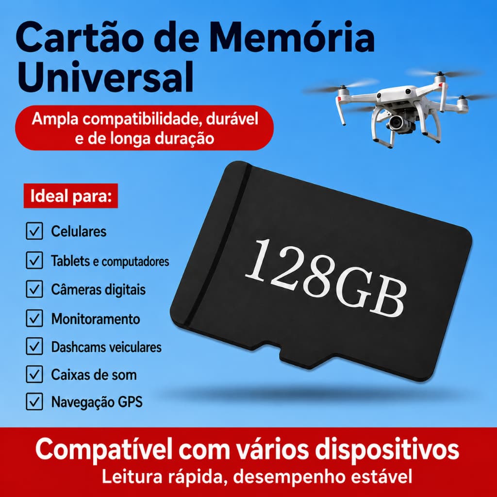 Cartão Micro SD  Classe 10 com Adaptador | Kit 1 ou 2 Unidades