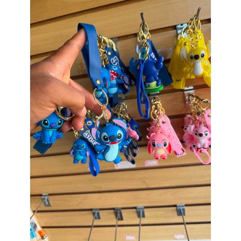 Chaveiro Stitch Angel Fofo 3D Emborrachado Macio Grande Premium Azul Rosa Lembrancinha Aniversário