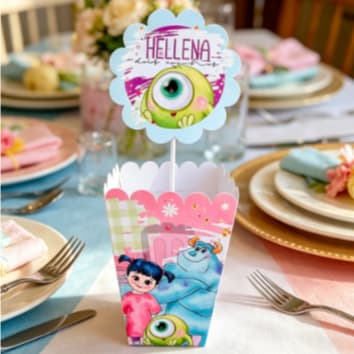 Centro de Mesa Personalizado MONSTROS SA - ENVIAR NOME E IDADE| Lembrancinha Festa Infantil | Pegue e monte