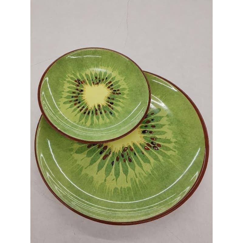 Kit Pratos em Cerâmica 2 Peças de 2°linha Prato Raso + Sobremesa Louça Decorada,Mesa Posta,design Moderno,Alta Qualidade