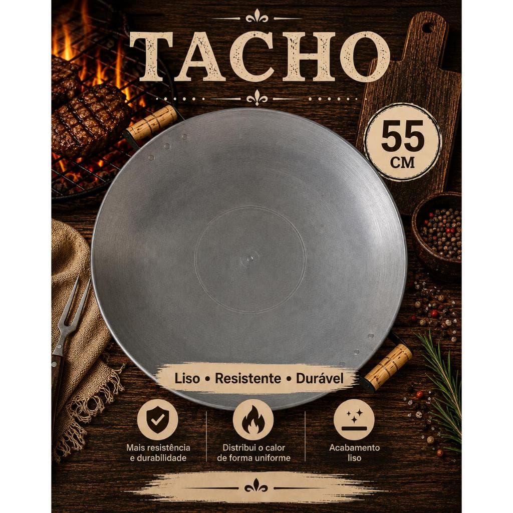 Tacho Disco Arado 55cm Aço Carbono Churrasco Paella Fogão Lenha Camping