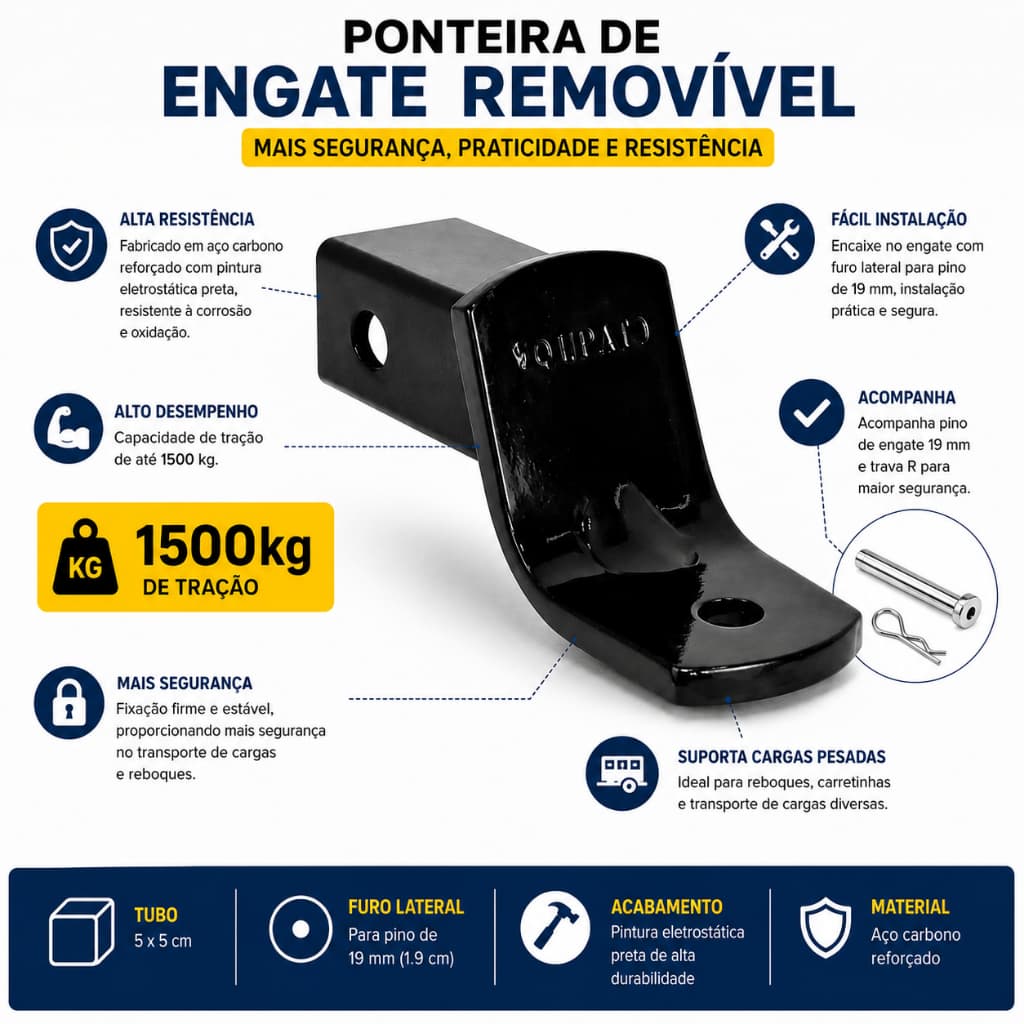 PONTEIRA UNIVERSAL REMOVIVEL 5X5 19MM CARRETINHA MUNHECA VOLPATO