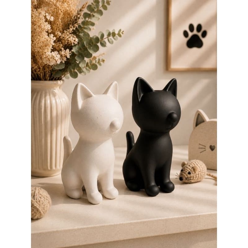 Kit 2 Vasos Decorativos Marie Black White em Cerâmica Fosca | Decoração Moderna Minimalista