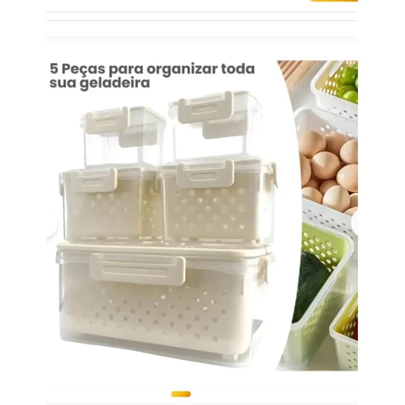 Kit 5 Organizadores Geladeira Caixa Organizadora Cesto