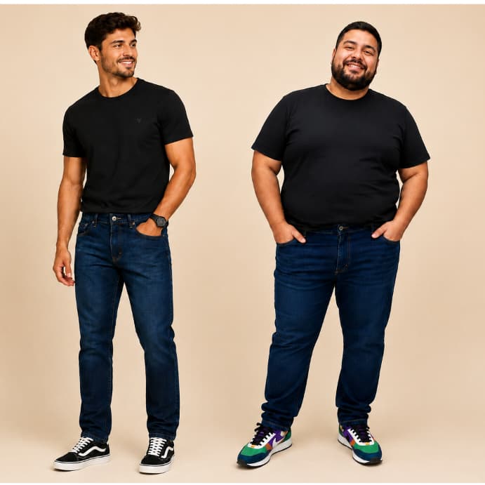 Calça Jeans Escura Masculina Slim Tamanhos Do 38 ao 56 Com Elastano Super Confortável