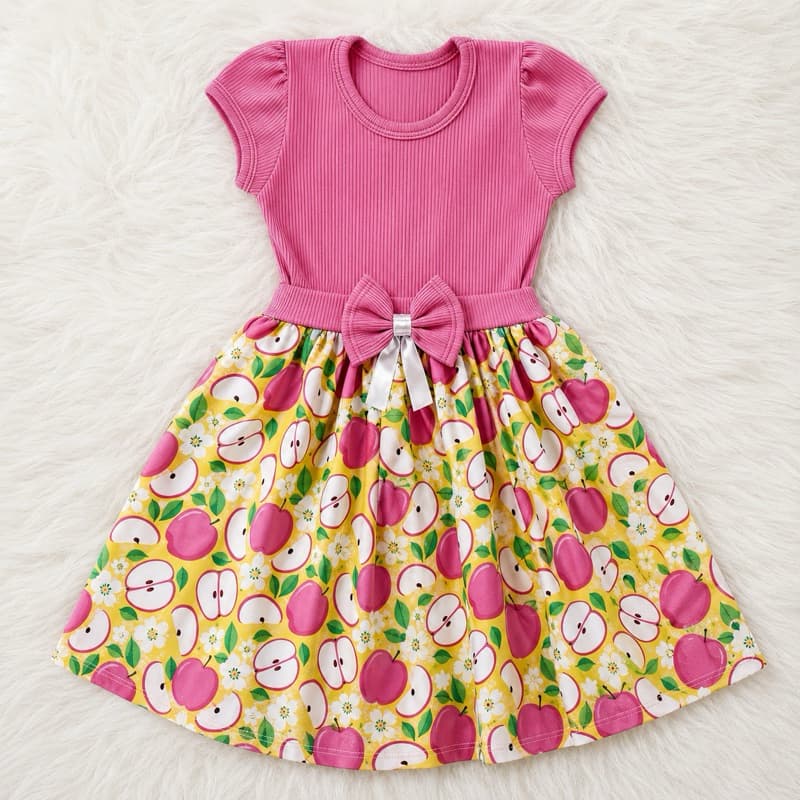 Vestido Festa Infantil Menina Temático Maçã Tropical