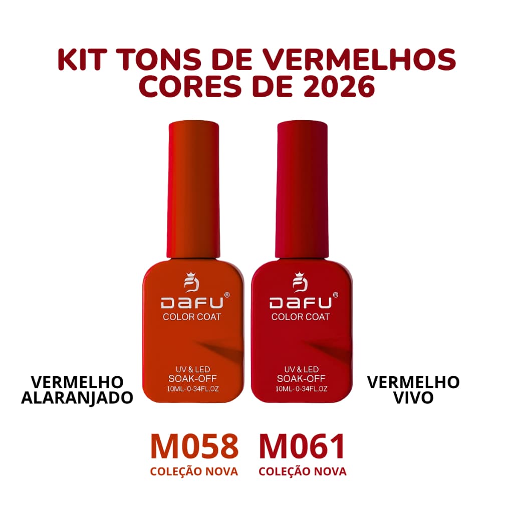 Kit Esmaltes Gel Vermelhos Vinhos Marrons Branco Renda Nude Pastéis DAFU LED/UV Unhas Manicure 10ml
