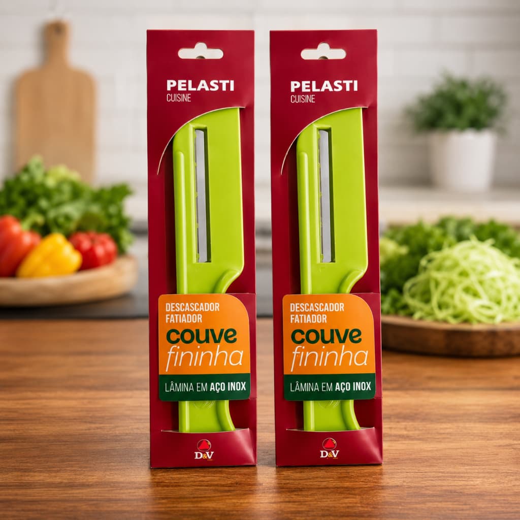 Kit 2 Fatiador de Couve Fininha e Repolho Lâmina Inox Pelasti