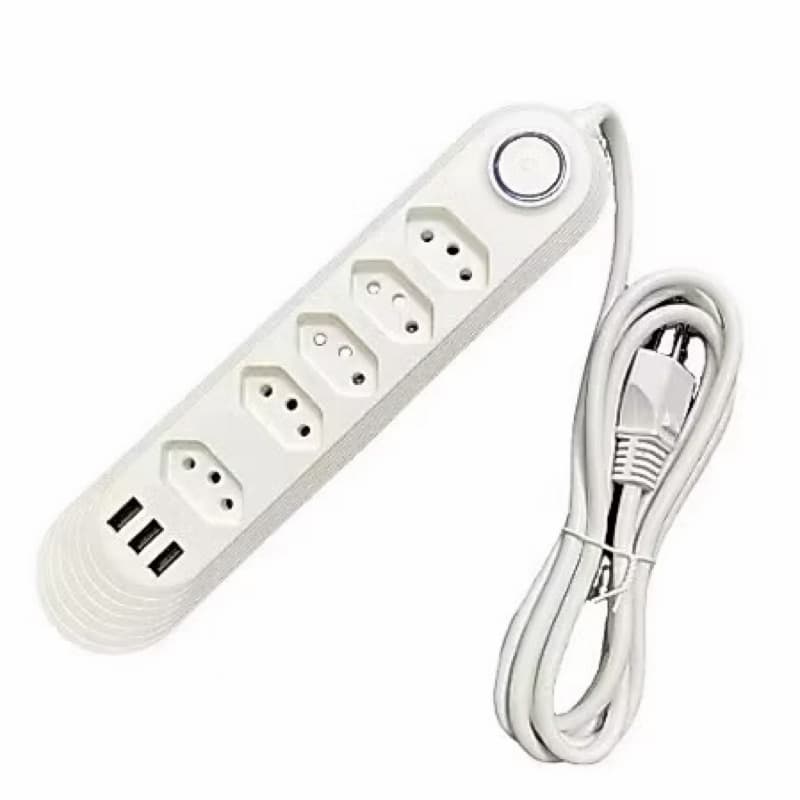 Extensão Elétrica B-Max 4 Tomadas + 3 USB 2500W Cabo 2 Metros Bivolt
