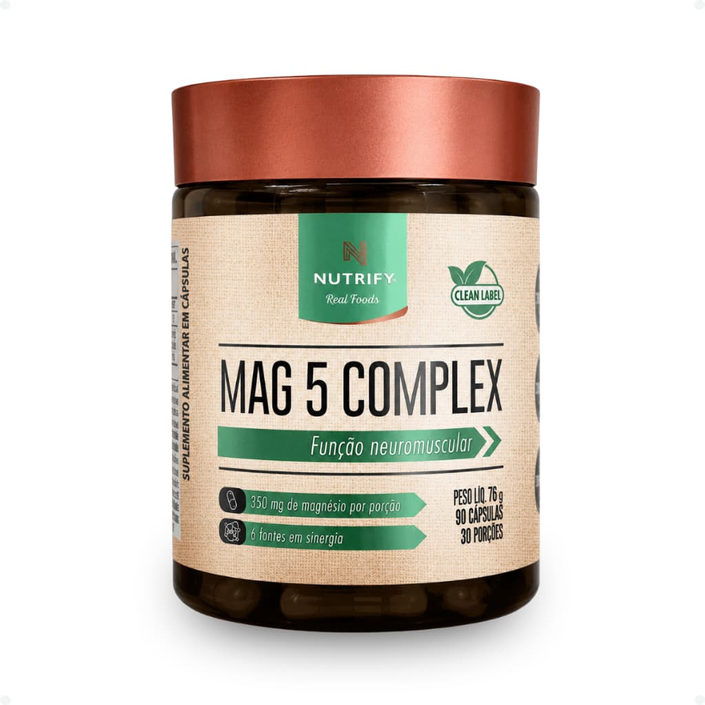 Magnésio Mag 5 Complex 90caps 5 Fontes Sinergia Completo - Função Neuromuscular