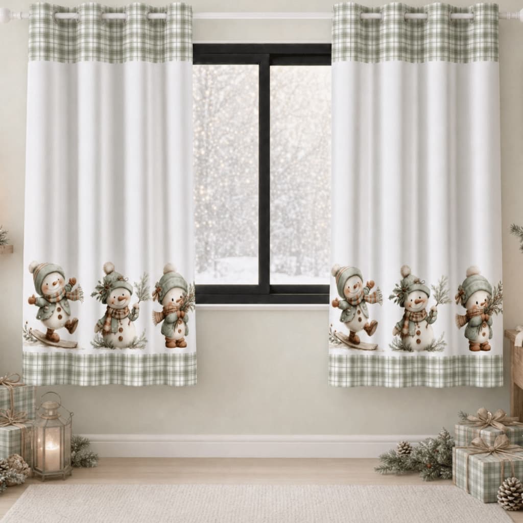 Cortina Micropercal Natalina 200x150cm Estampada para Sala Quarto Cozinha e Decoração de Natal