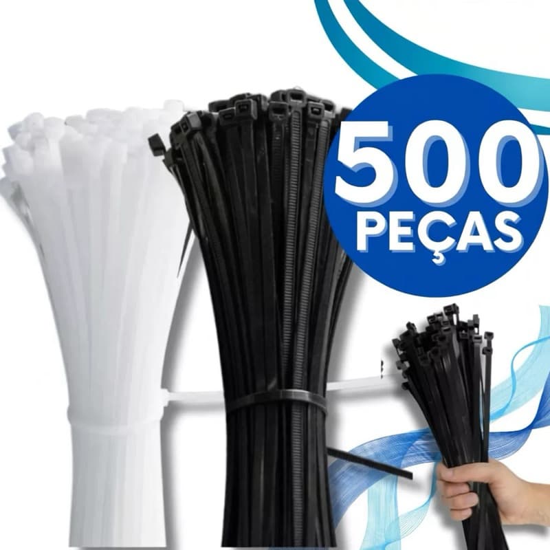 KIT Jogo 100/300/500/1000 Abraçadeira de Nylon Enforca Gato Cintas Plásticas Super Resistente Presilha Várias Medidas