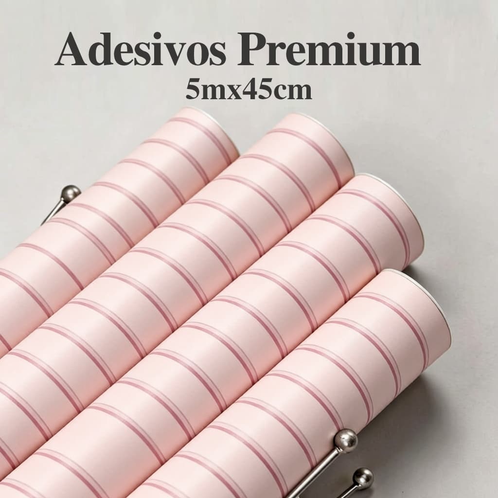 Papel de Parede Adesivo Ripado Rosa 45cm×5m Impermeável Autoadesivo para Quarto Sala Infantil