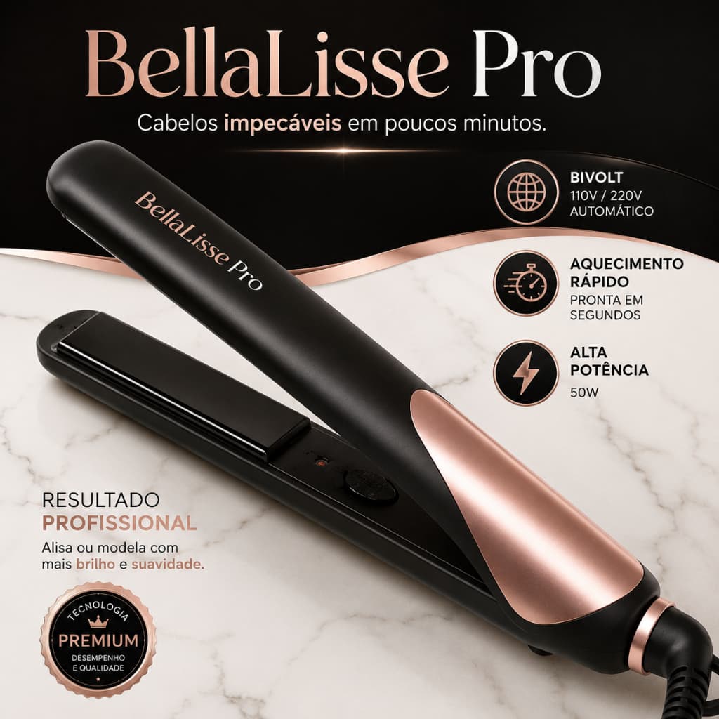 Chapinha Profissional BellaLisse 50W Bivolt Prancha Alisadora Modeladora Aquecimento Rápido
