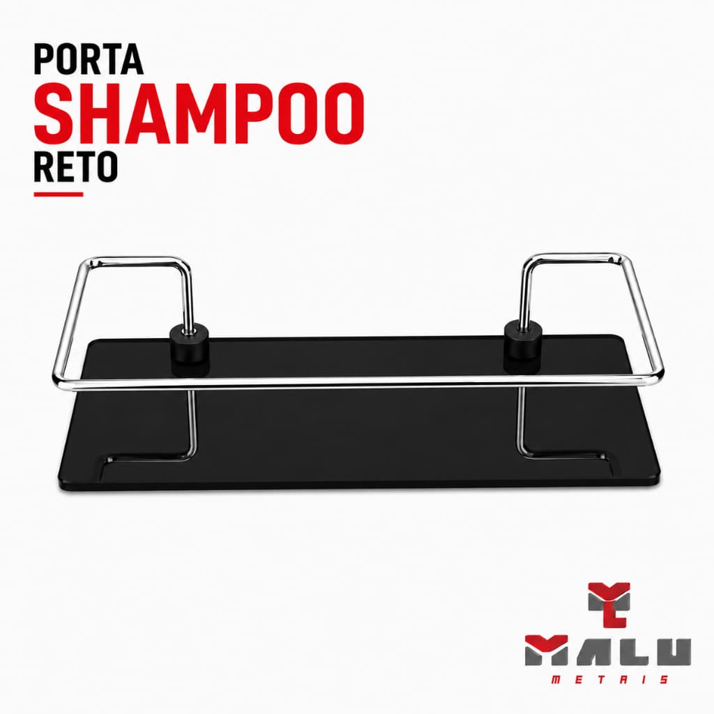 Porta Shampoo Para Banheiro Suporte De Vidro 6mm Fumê Reto Mesclado Anti Ferrugem