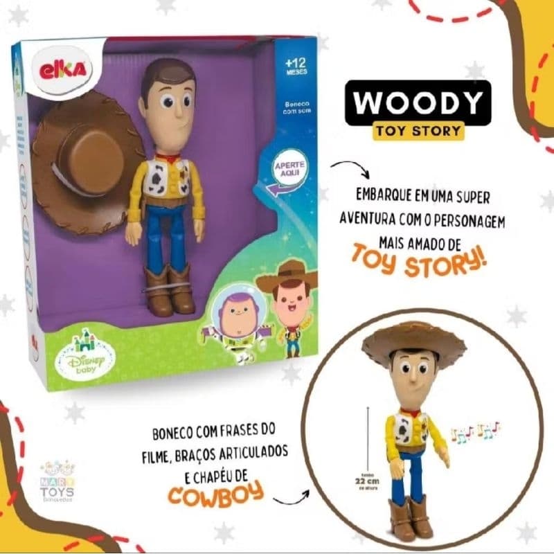 Boneco Woody articulado 25cm Elka