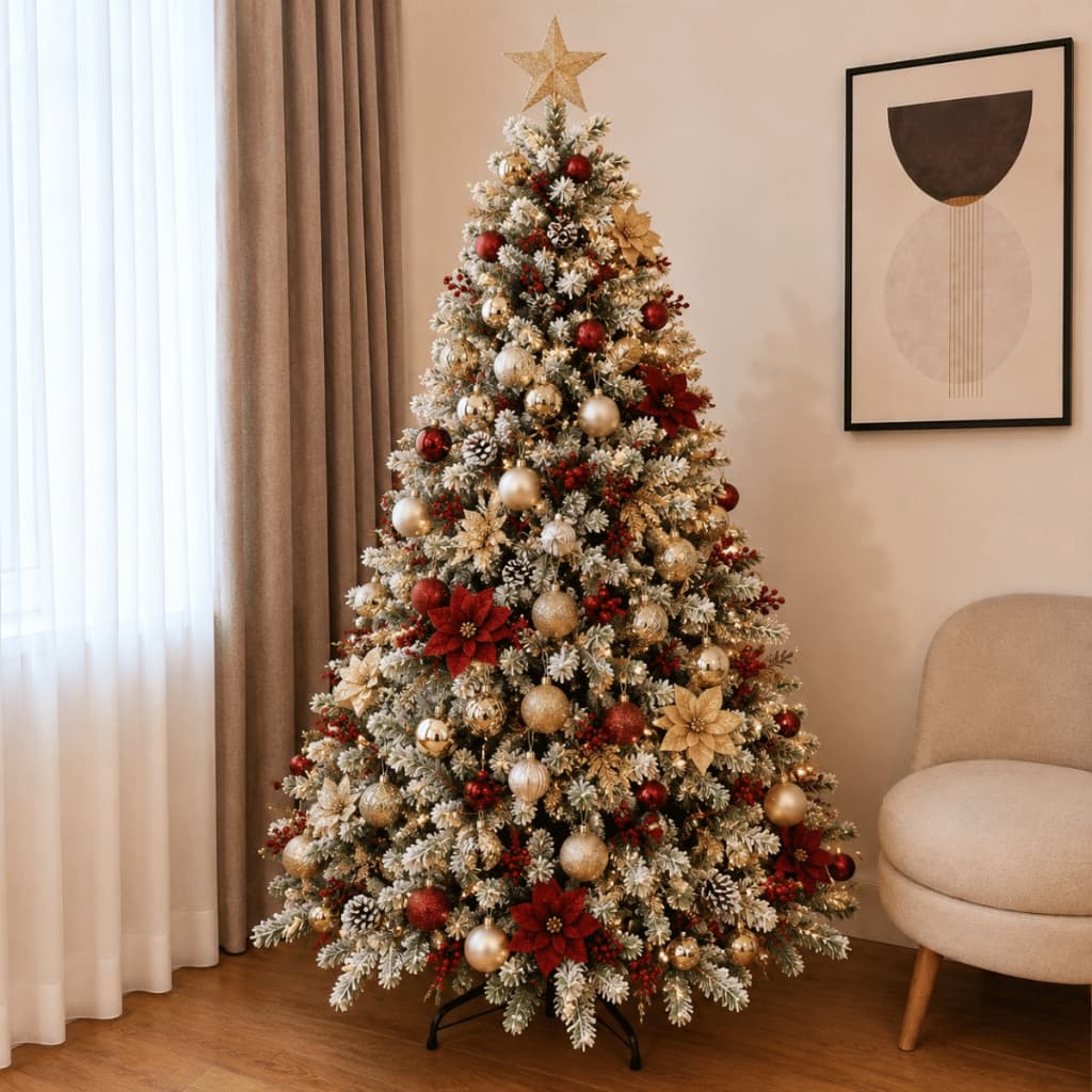 Árvore De Natal Pinheiro Grande 2,10 METROS 1350 Galhos Nevada Gorda Cheia Natalina Nevada Realista