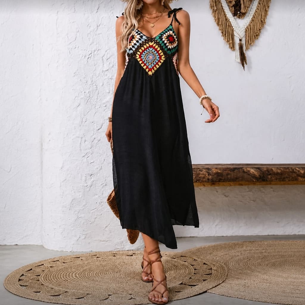 Moda Praia Saída De Banho Crochet Bata Indiana Macrame Feminina Primavera Verão Boho 2865