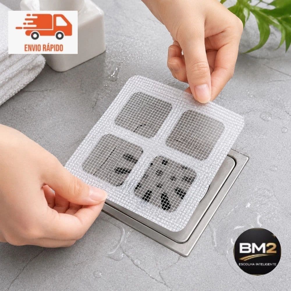 KIT 10 Tela Adesiva para Ralo Anti Entupimento Filtro de Cabelos  e Insetos Banheiro Cozinha