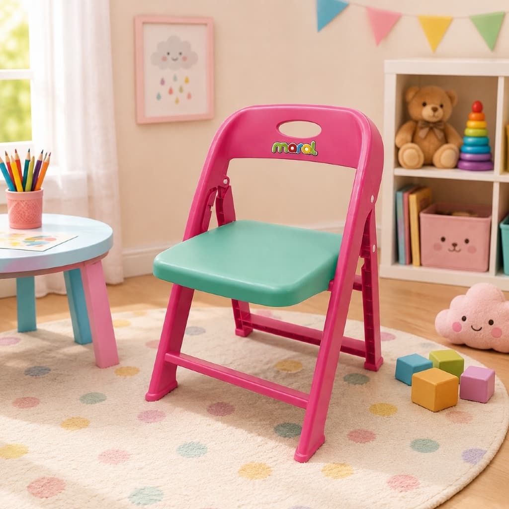 Cadeira Infantil Dobrável Criança Azul Rosa Vermelha Portátil Até 25kg
