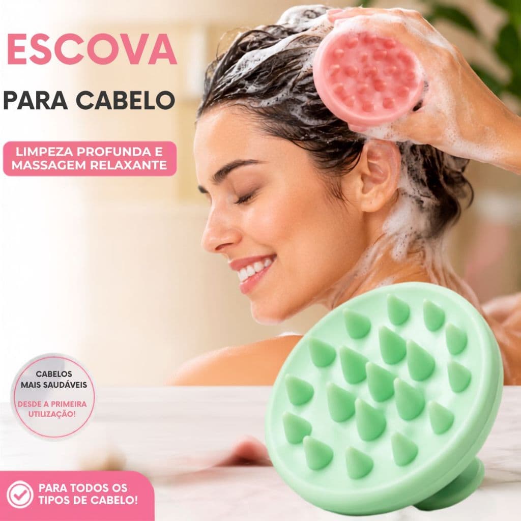 Escova Lavar Cabelo Massageadora Silicone Auxilia O Crescimento Diminui A Queda