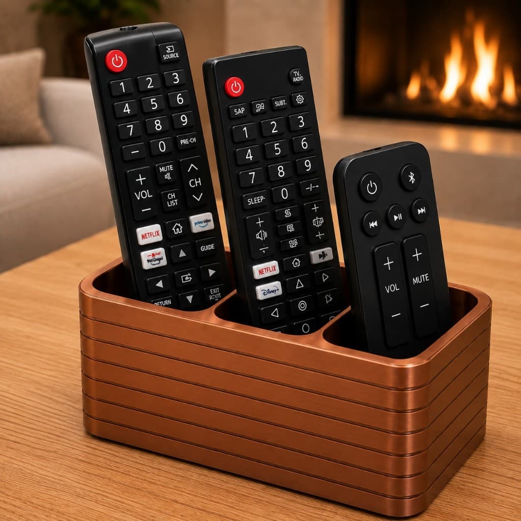 Suporte Para Controle Remoto 3 Divisórias Organizador de Mesa Rack Sala Quarto Escritório TV Box E Ar Condicionado