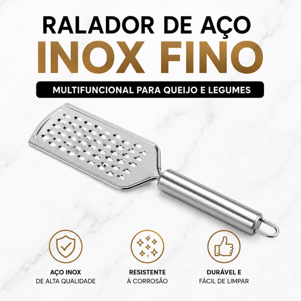 KIT Ralador Fino Inox Raladores Luxo Utensílios Cozinha Multiuso Prático E Fácil De Se Usar
