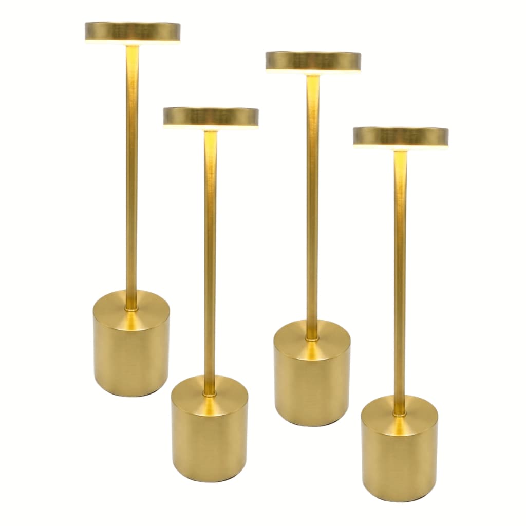 Kit 4 Luminária Abajur Touch Mesa Quarto Sem Fio Dimerizável Luminária Touch com cabo USB-C Abajur Dourado