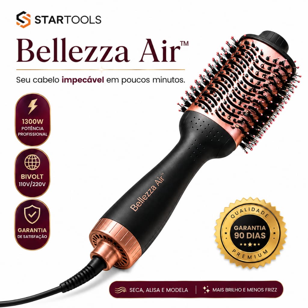 Escova Secadora Secador de Cabelo Elétrica Bivolt Seca Alisa Mais Brilho Menos Frizz