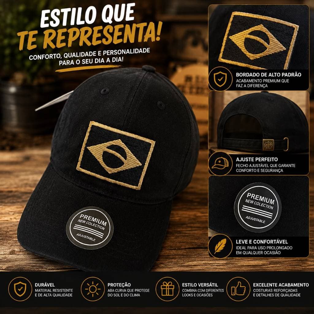 Boné Brasil Militar Tático Resistente Proteção Solar Bordado Ajustável Aba Curvada boné bandeira