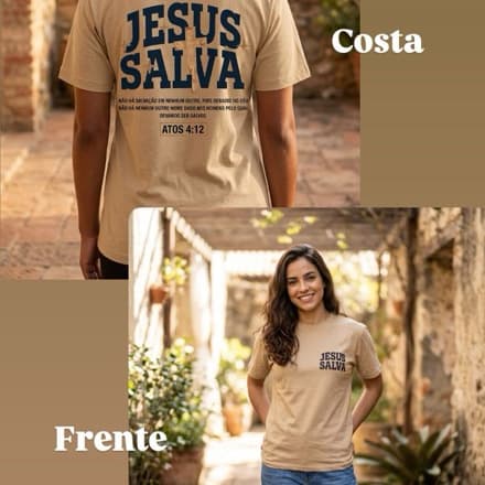 Camisa Camiseta T- Shirt Cristã 100% Algodão Masculino Feminino-JESUS SALVA