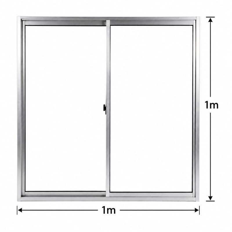 Janela 2 Folhas de Correr  100x100 cm Aluminio Vidro Liso