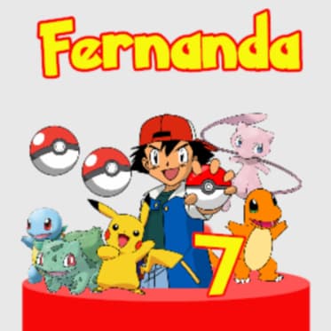 Topo de Bolo Pokemon Personalizado Topper de Bolo