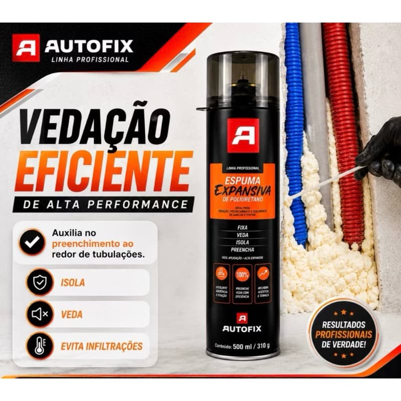 Espuma expansiva poliuretano profissional autofix 500ml profissional