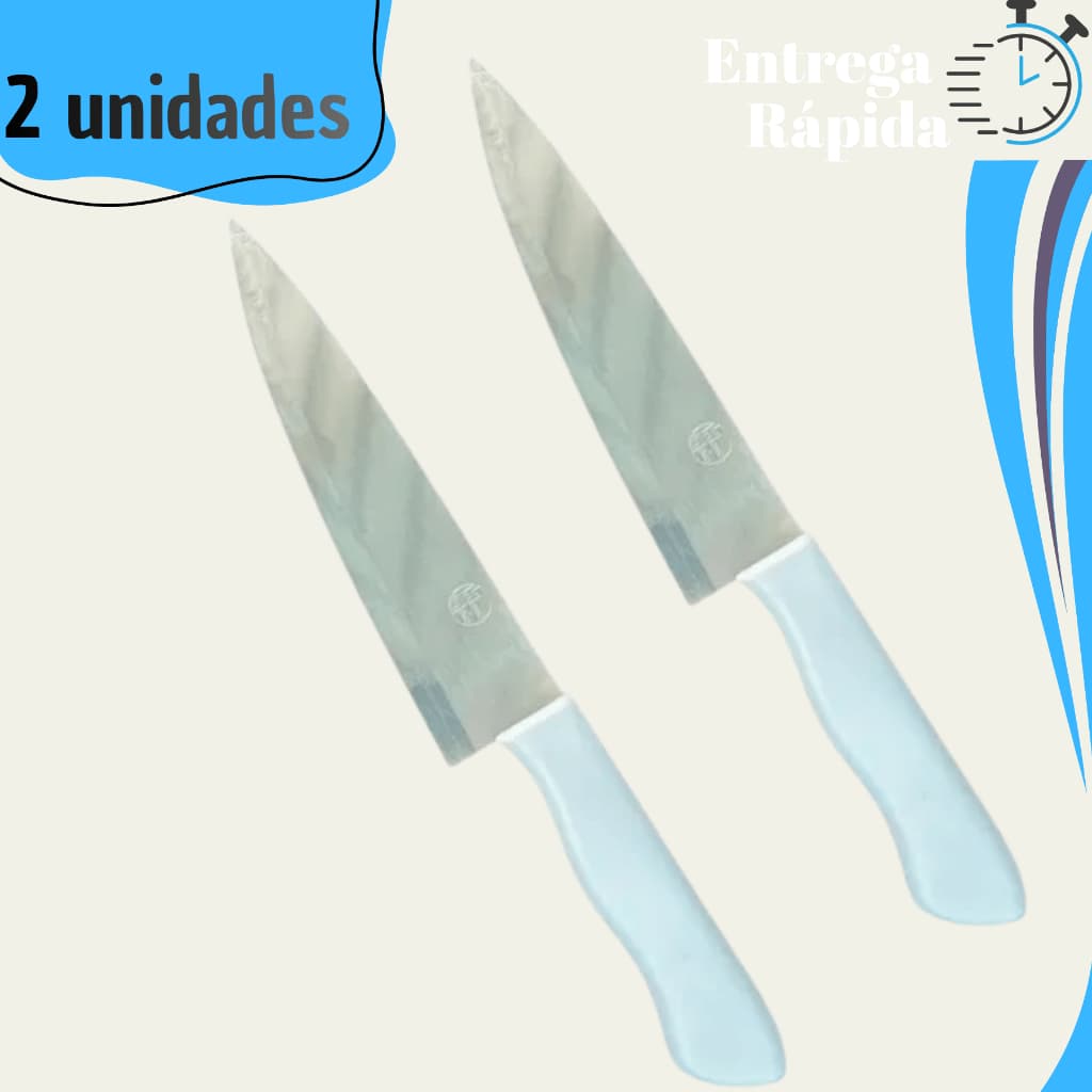 Kit 2 Faca Peixeira 7 Polegada Cabo Branco Churrasco Açougue Cozinha Profissional Carne Inox Premium Churrascaria Buffet