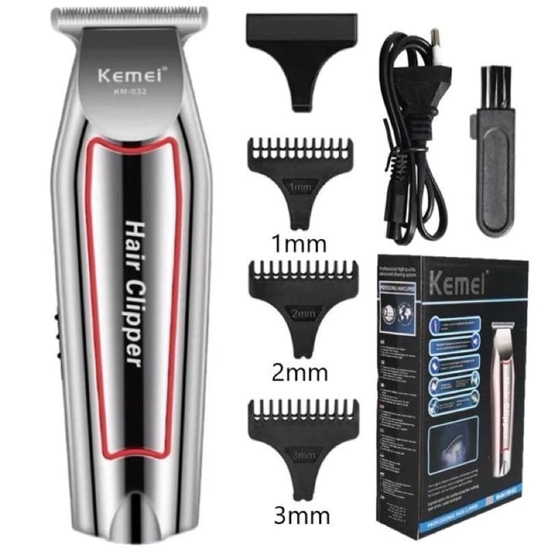 Máquina De Acabamento Profissional Kemei KM-032 Sem Fio Com Pentes E Escova De Limpeza