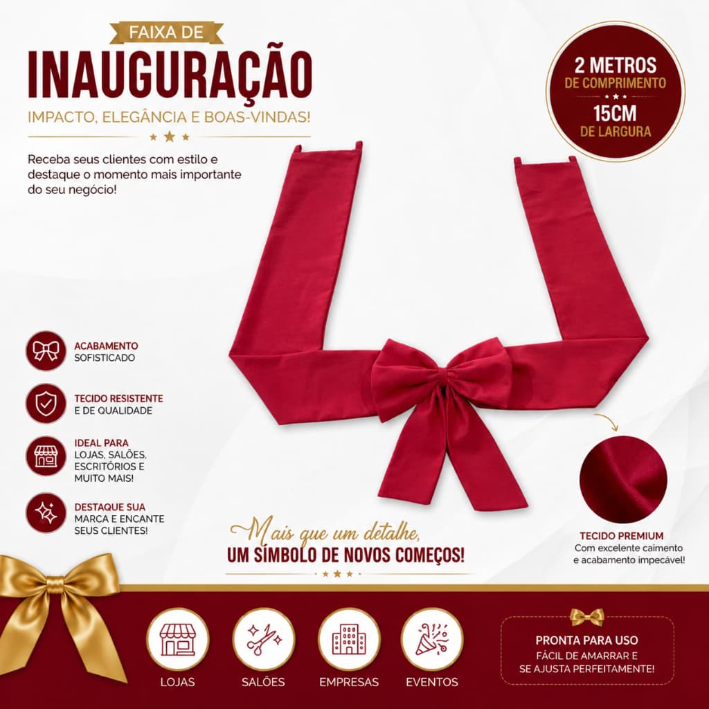 Faixa Para Inauguração com Laço - 2 Metros